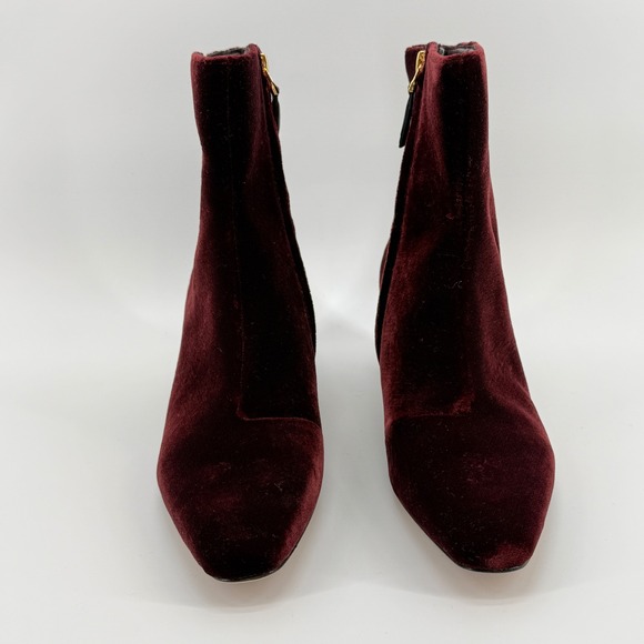 Lauren Ralph Lauren Willa Velvet Bootie Ankle Boots Zipper Burgundy Size 6 NEW - Picture 8 of 13